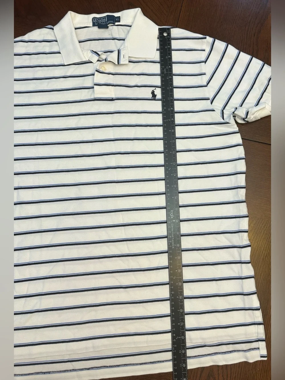 Polo by Ralph Lauren White Polo Shirt with Navy Stripes
